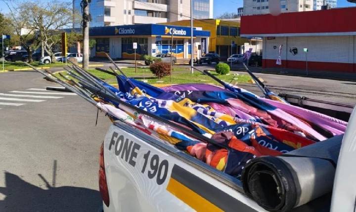 Operação em Farroupilha apreende windbanners eleitorais irregulares