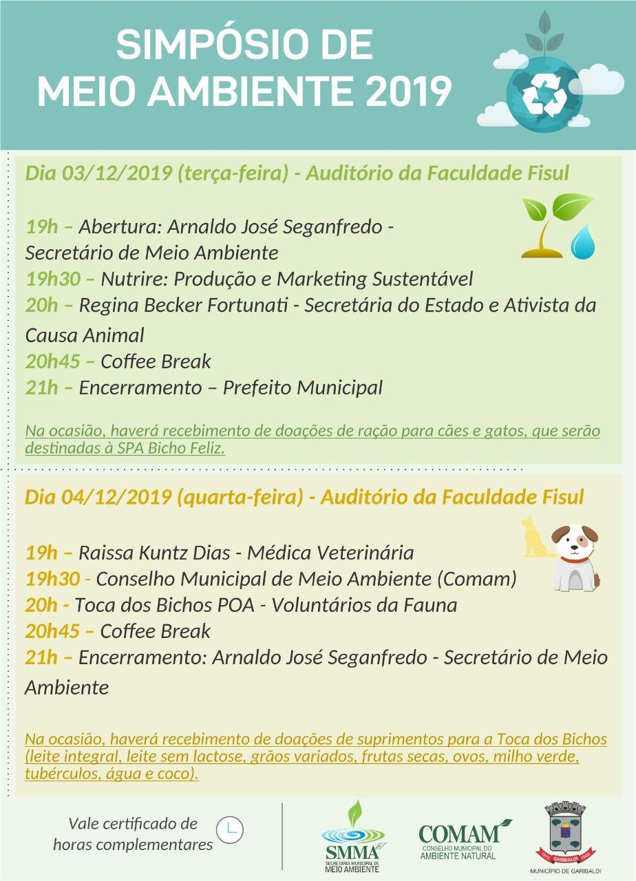 Meio ambiente será tema de simpósio em Garibaldi