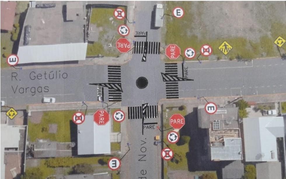 Minirrotatória será implantada em cruzamento da rua Getúlio Vargas em Carlos Barbosa