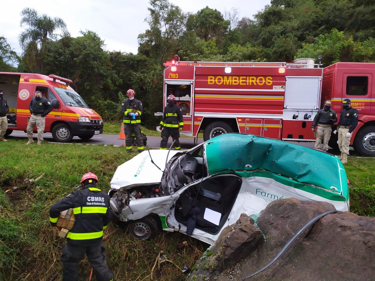 Acidente deixa homem gravemente ferido na BR-470, em Bento