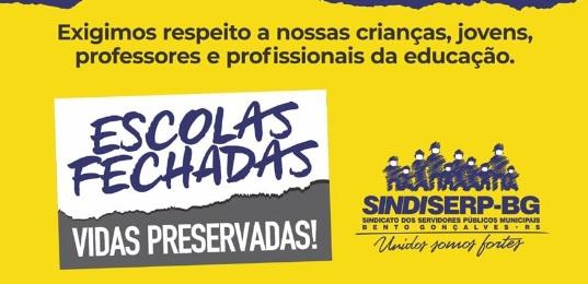 SINDISERP emite nota de repúdio após anúncio da volta às aulas em Bento