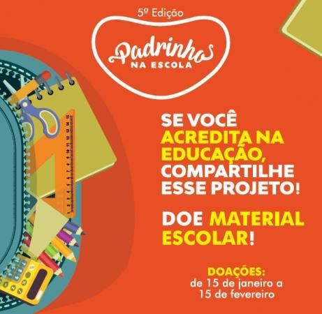 Padrinhos na Escola realiza arrecadação de materiais escolares