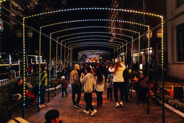 Túnel e árvore musical são atrações diárias do Natal Bento